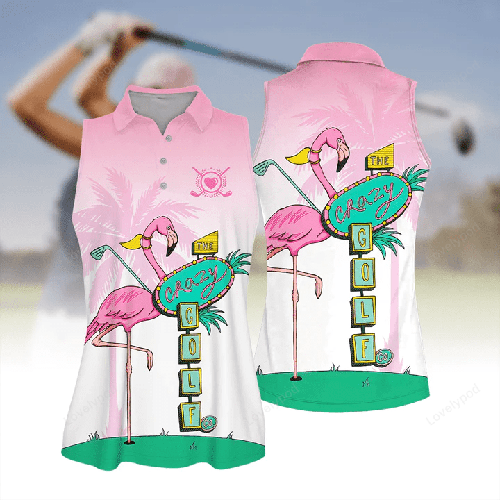 Flamingo golf seamless pattern golf women short sleeve polo shirt sleeveless polo shirt GY0011