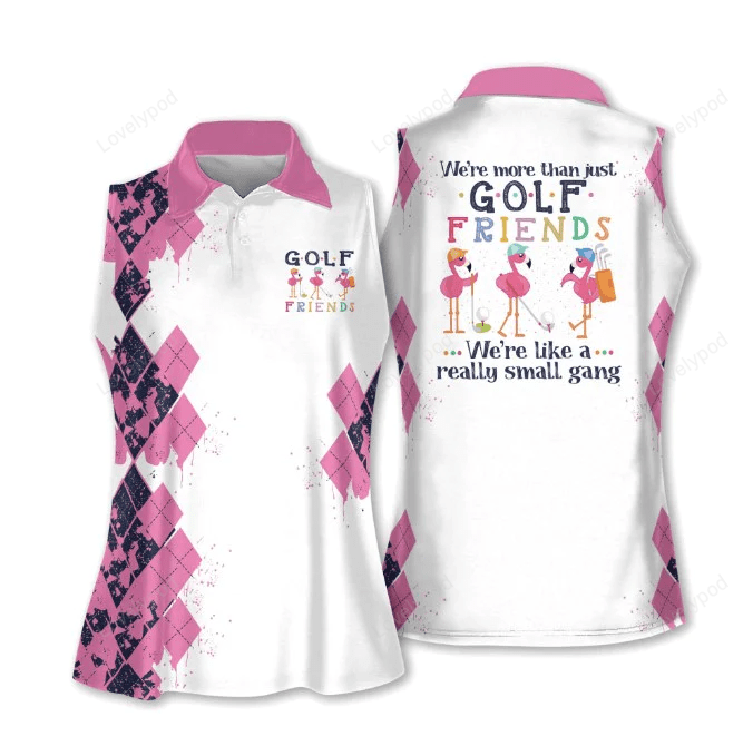 Sleeveless women polo shirt for ladies, flamingo golf friends muticolor golf polo shirt and wine shirt GY0060