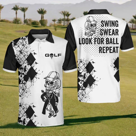 Golf swing swear looking for ball repeat polo shirt for men, golf shirt, golf team shirt, golf clothing GY0091