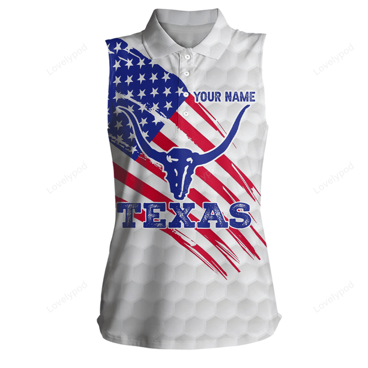 Texas flag longhorn sleeveless golf polo shirts custom patriotic golf shirts for women golf gifts GY0117