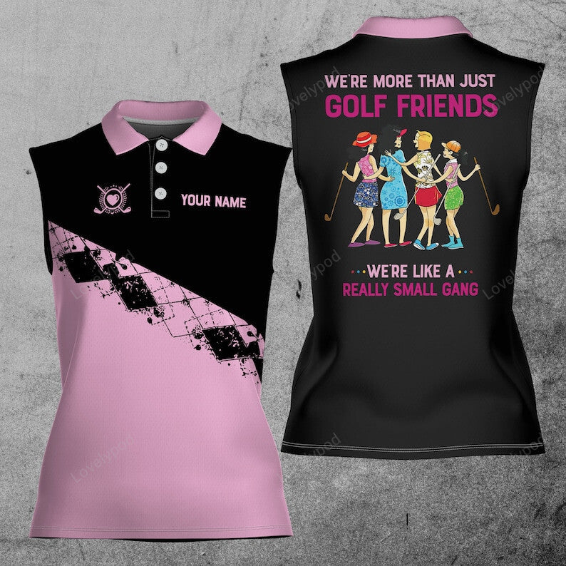 Customize name and color golf friend golf gang 3d women sleeveless polo shirts, golf shirts for women, golf gifts GY0141