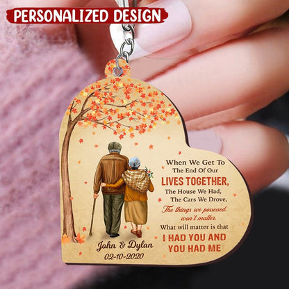 Personalized Old Couple Valentine Wedding Anniversary Birthday Gift For Husband Wife Keychain KO0018