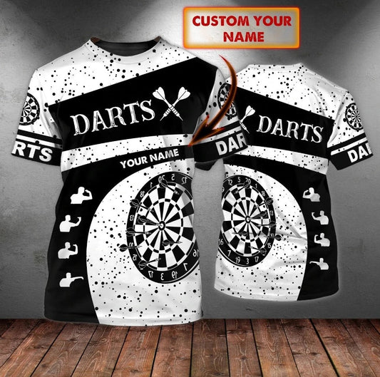 Lasfour Dart Personalized 3D All Over Printed Black And White Shirt DMA0452