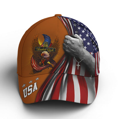 One Nation Under God Eagle American Flag Baseball Cap Lasfour Patriotic Classic Cap CO0682