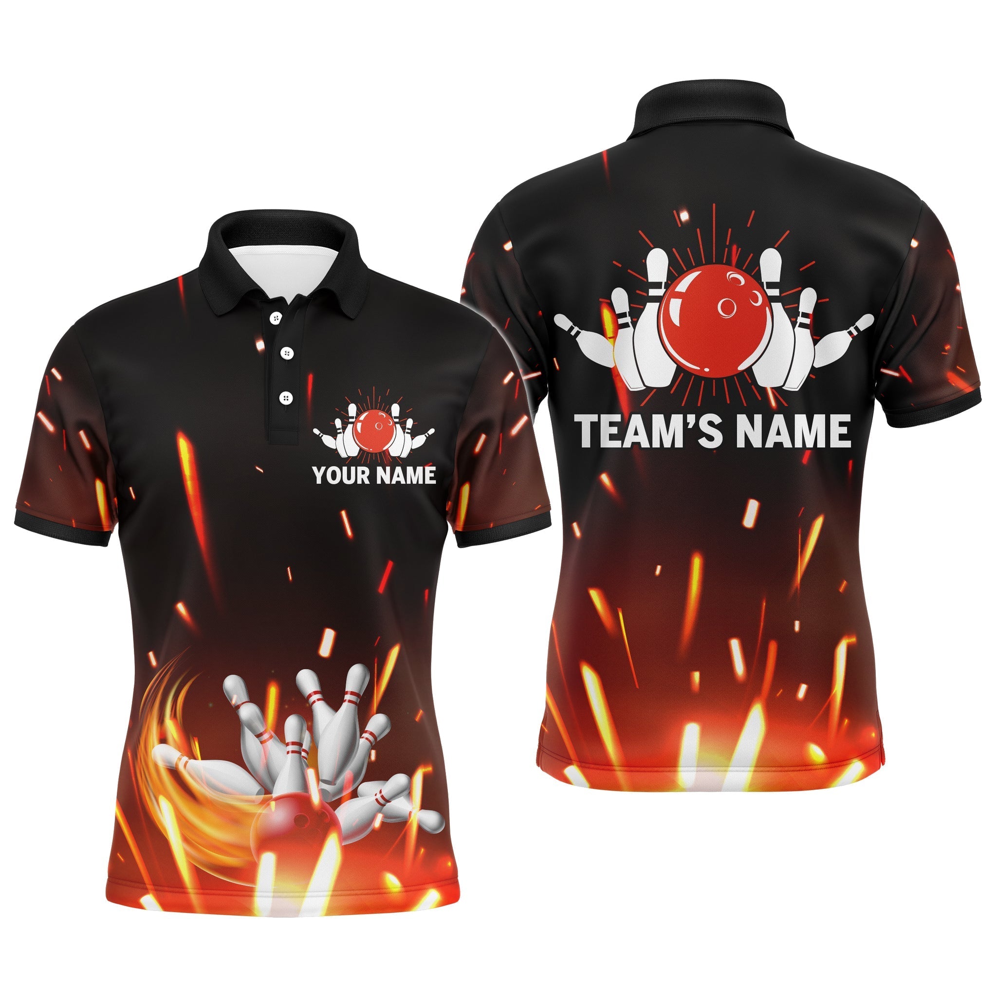 Custom Bowling Polo Shirts For Men And Women - Custom Flame Bowling ...