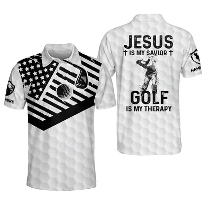 Jesus Is My Savior Golf Is My Therapy Golf Polo Shirt GM0183