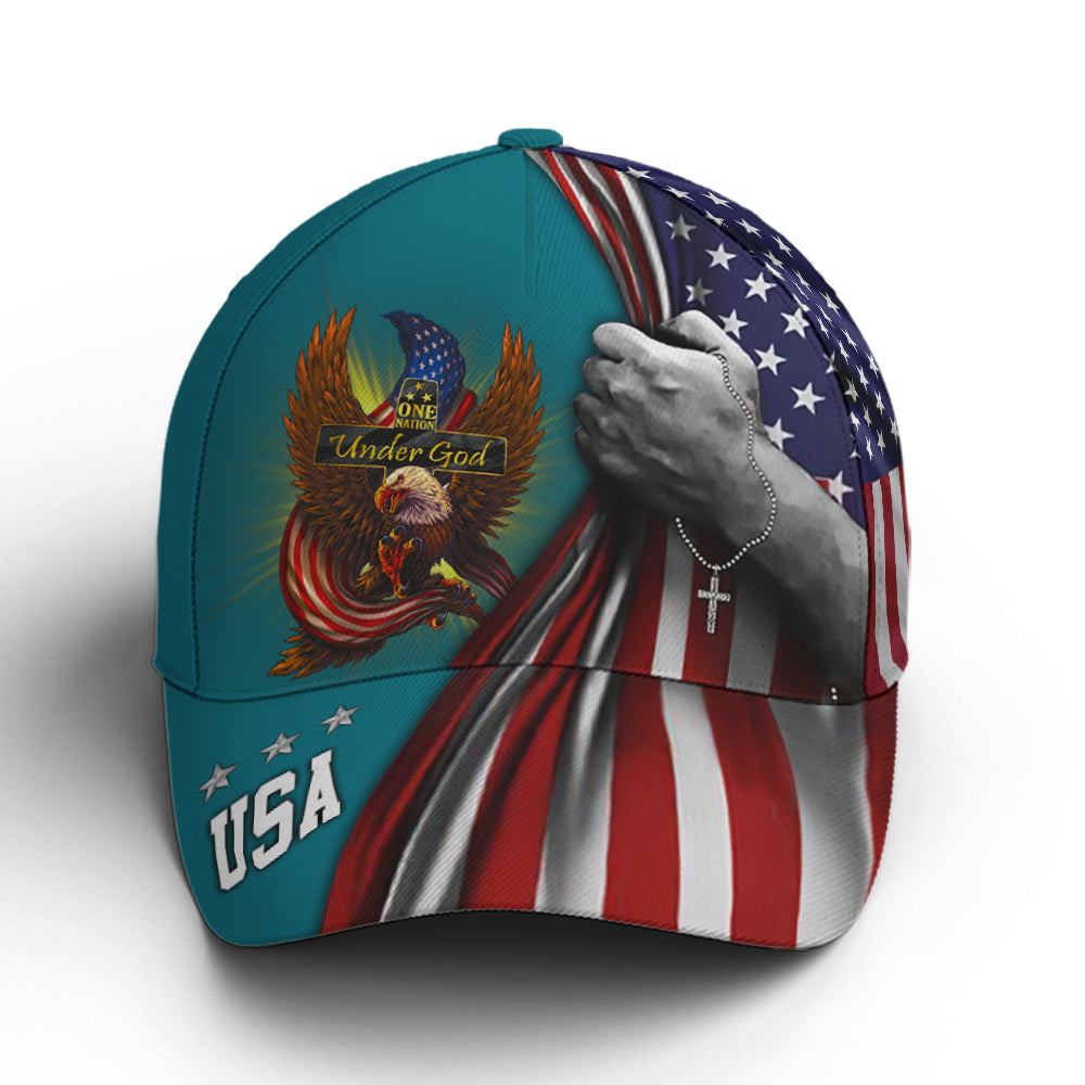 One Nation Under God Eagle American Flag Baseball Cap Lasfour Patriotic Classic Cap CO0682