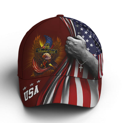 One Nation Under God Eagle American Flag Baseball Cap Lasfour Patriotic Classic Cap CO0682