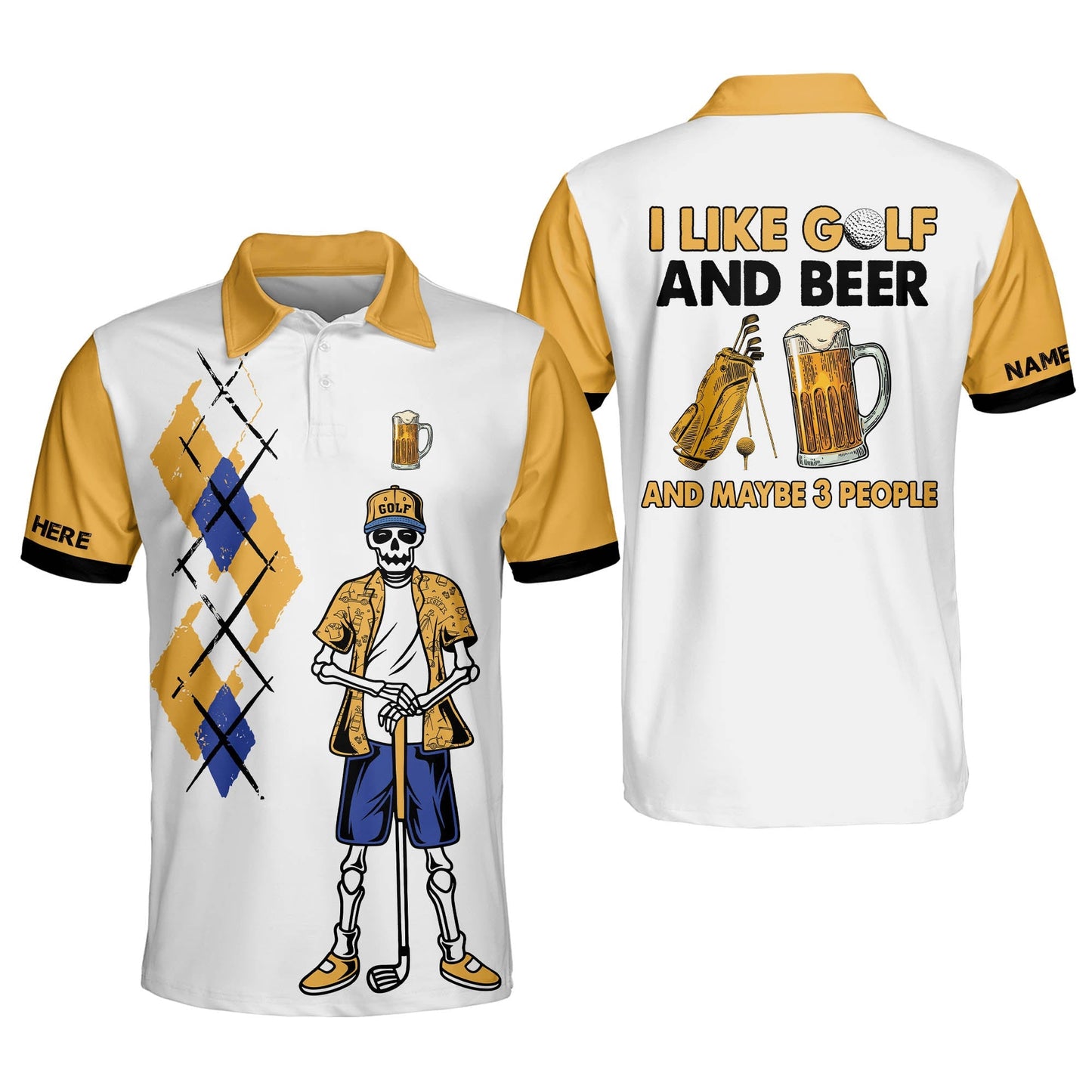 I Like Golf And Beer And Maybe 3 People Golf Polo Shirt GM0024