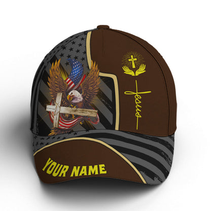 Personalized Patriotic American Eagle With Cross Baseball Cap Lasfour CO0754