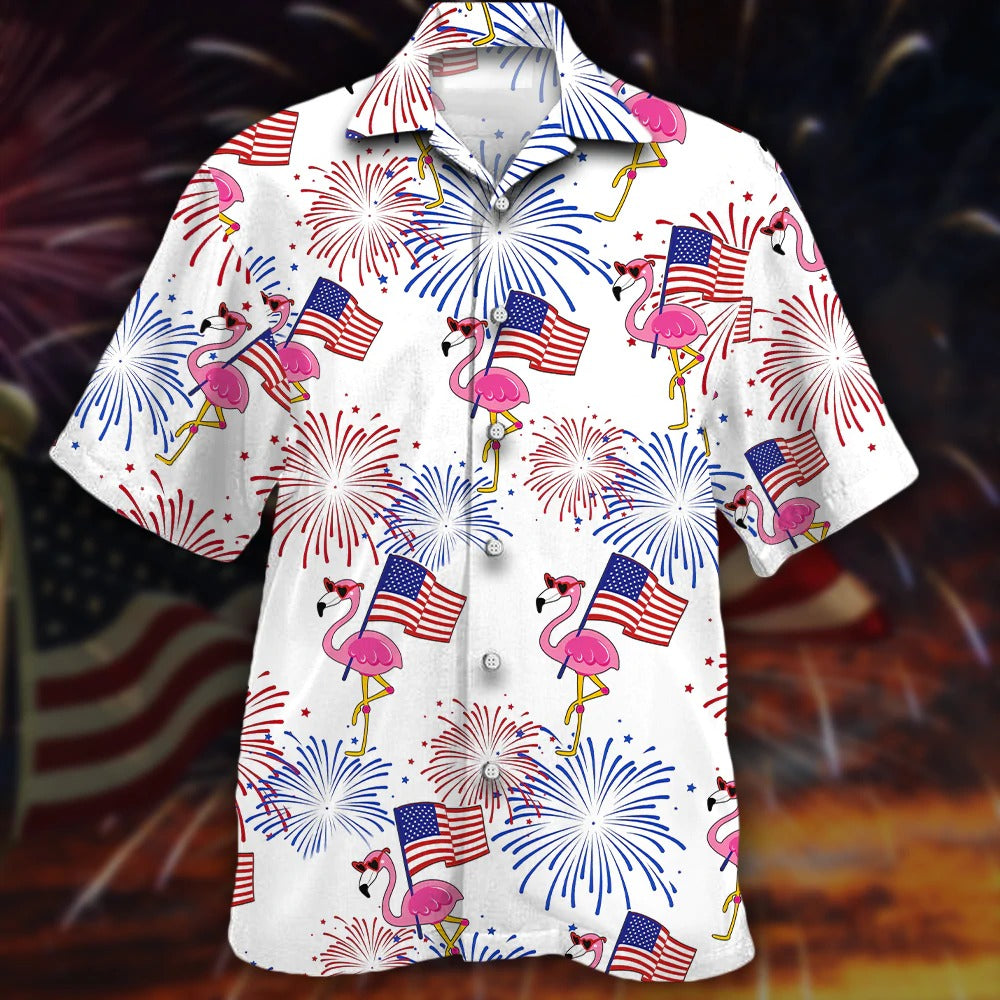 Cool Flamingo Hawaiian Shirt, Independence Day Is Coming Aloha Beach Shirts, American Flag Flamingo Hawaii Shirt HO4794