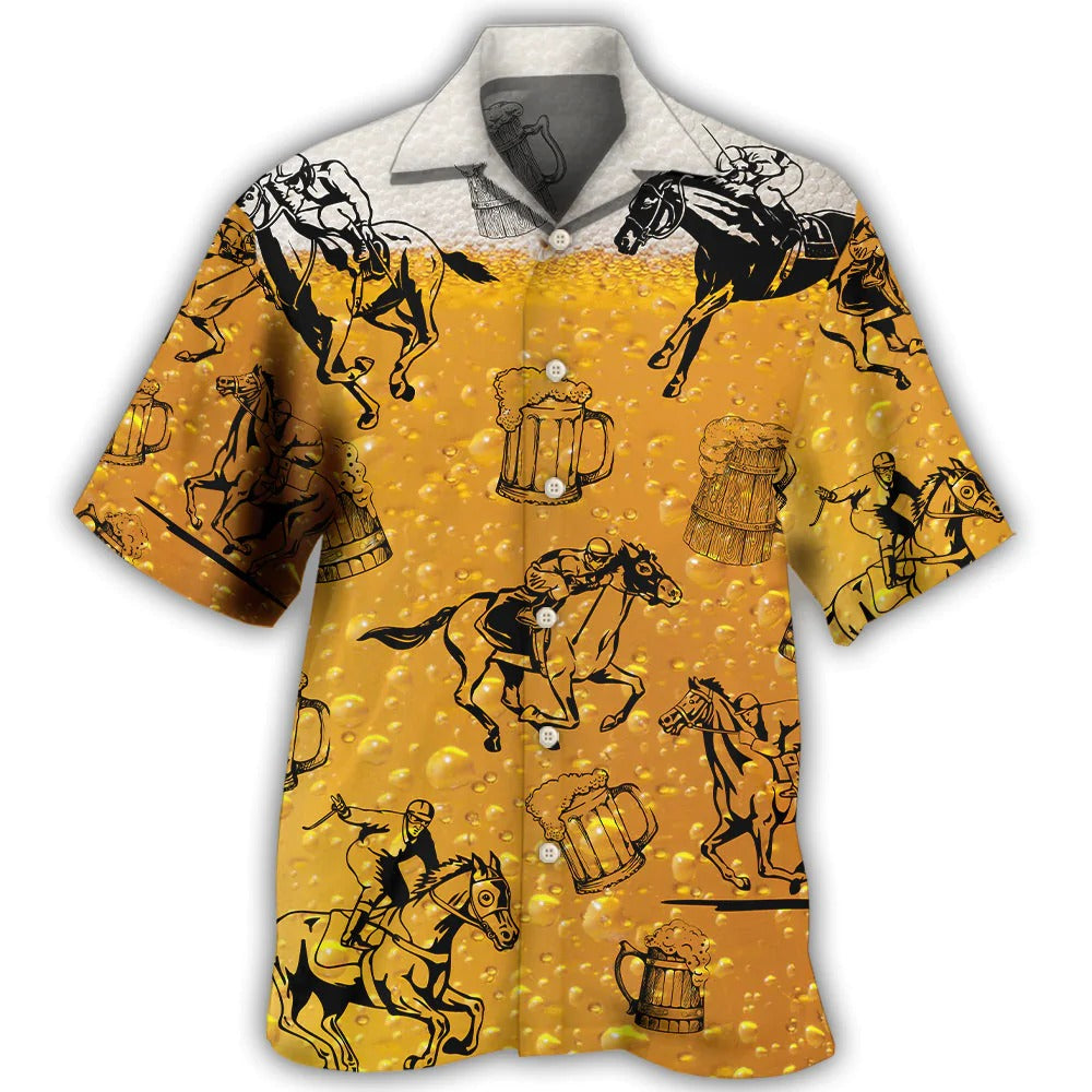 Horse Racing And Beer Hawaiian Shirt Gift For Horse Lover Beer Party HO5324