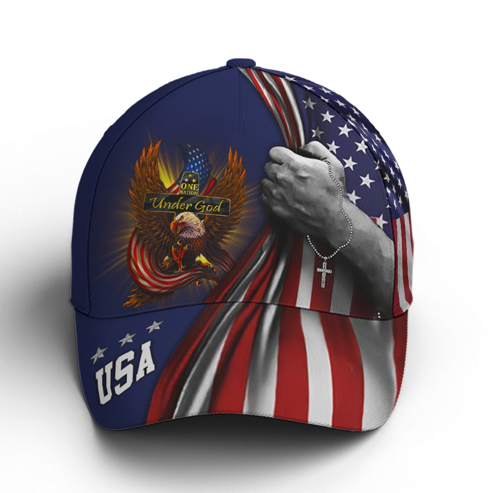 One Nation Under God Eagle American Flag Baseball Cap Lasfour Patriotic Classic Cap CO0682