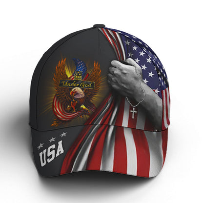 One Nation Under God Eagle American Flag Baseball Cap Lasfour Patriotic Classic Cap CO0682