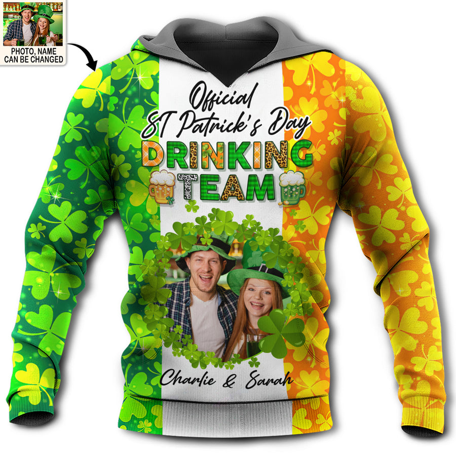 ST Patrick's Day Official Irish Drinking Team Beer Lover Custom Photo Personalized - Hoodie - Personalized Photo Gifts PO0202