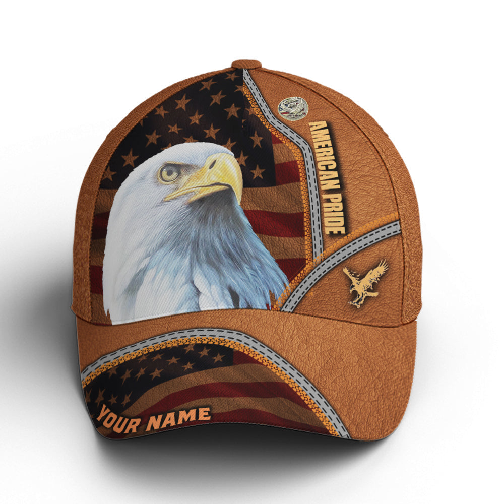 American Pride Eagle Leather Style Baseball Cap Lasfour CO0755