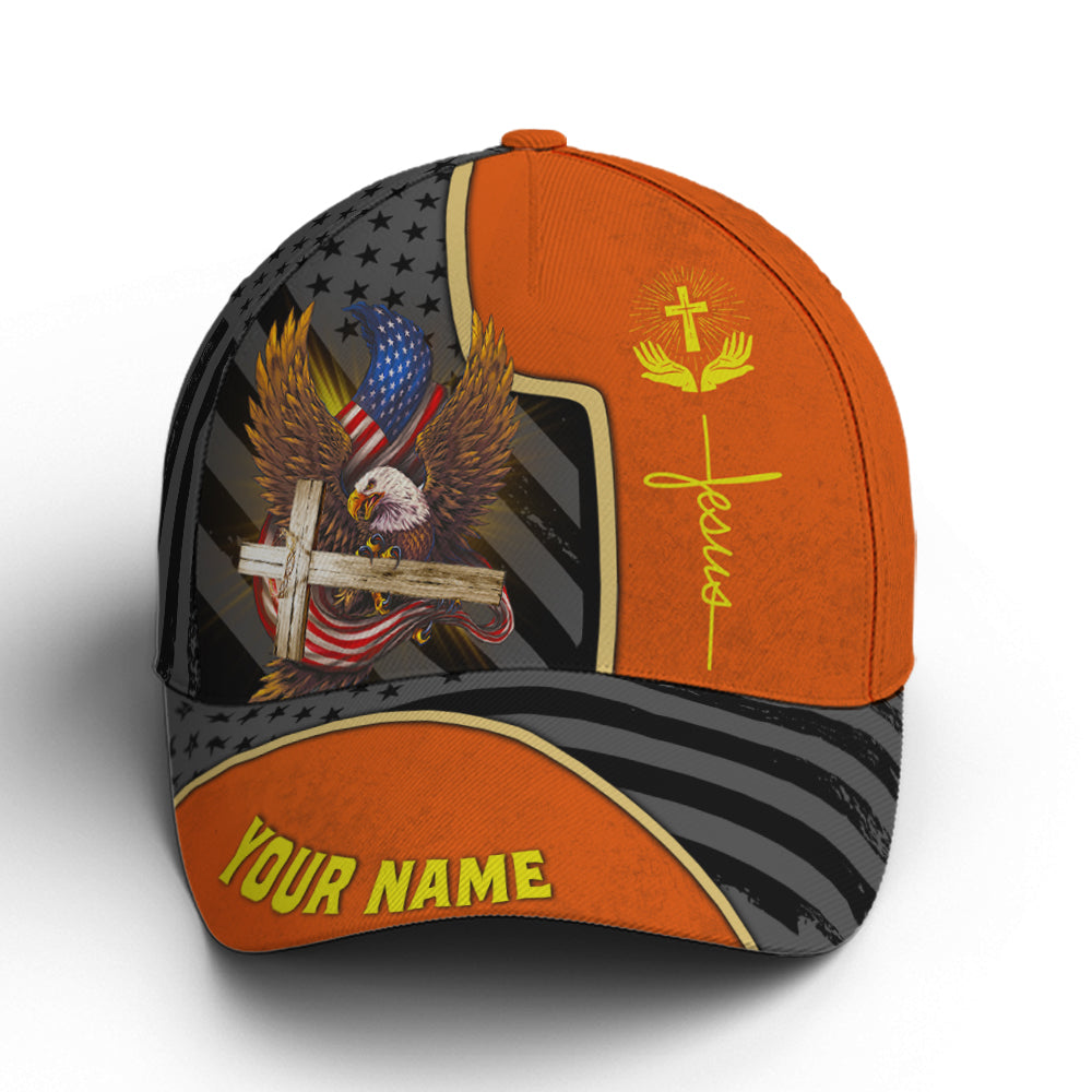 Personalized Patriotic American Eagle With Cross Baseball Cap Lasfour CO0754