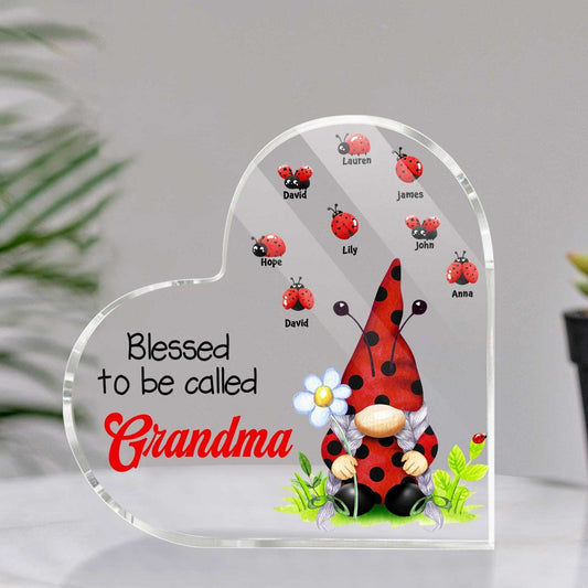 Personalized Grandma And Kids Gnomes Acrylic Plaque, I Love Being A Grandma Gromes Plaque Desk Decoration, Custom Grandma Desk Decor MI0507