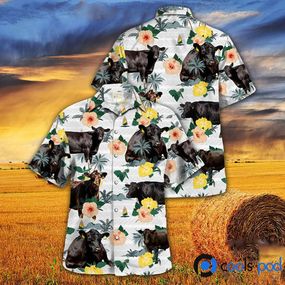 Black Angus Floral Summer Hawaiian Shirt, Cool Angus Hawaii Shirt Men Women HO4768