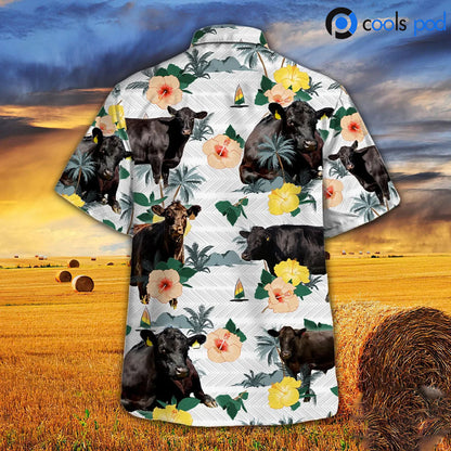 Black Angus Floral Summer Hawaiian Shirt, Cool Angus Hawaii Shirt Men Women HO4768