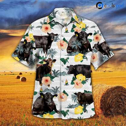 Black Angus Floral Summer Hawaiian Shirt, Cool Angus Hawaii Shirt Men Women HO4768