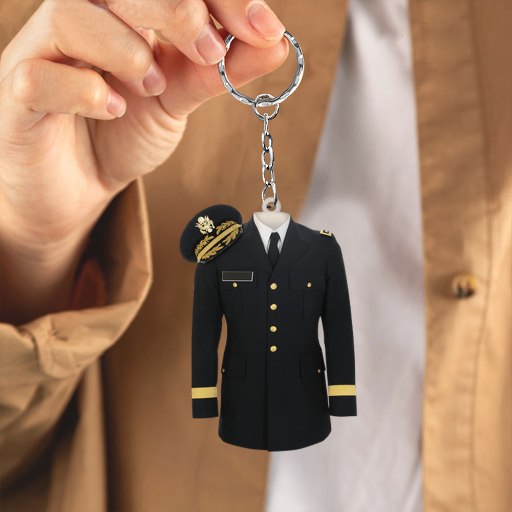 Personalized Military Uniform Keychain, Custom Name Military Keychain KO0189