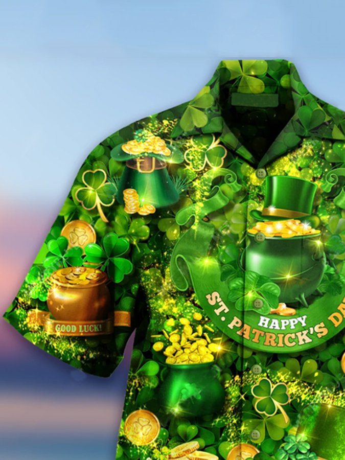 Happy St. Patrick's Day Hawaiian shirt - Men's Casual Happy St. Patrick's Day Hawaiian Shirt PO0084