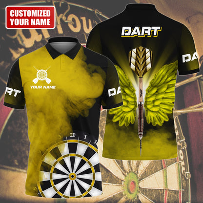 Personalized Name Multi Color Darts Wings All Over Printed Unisex Polo Shirt, Best Dart Player Shirt DMO0139