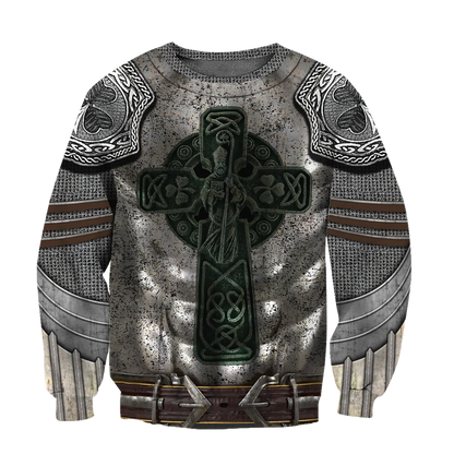 3D All Over Print Celtic Cross Irish Armor Knight Warrior Shirt, Gift for Irish Man in St Patrick's Day PO0250