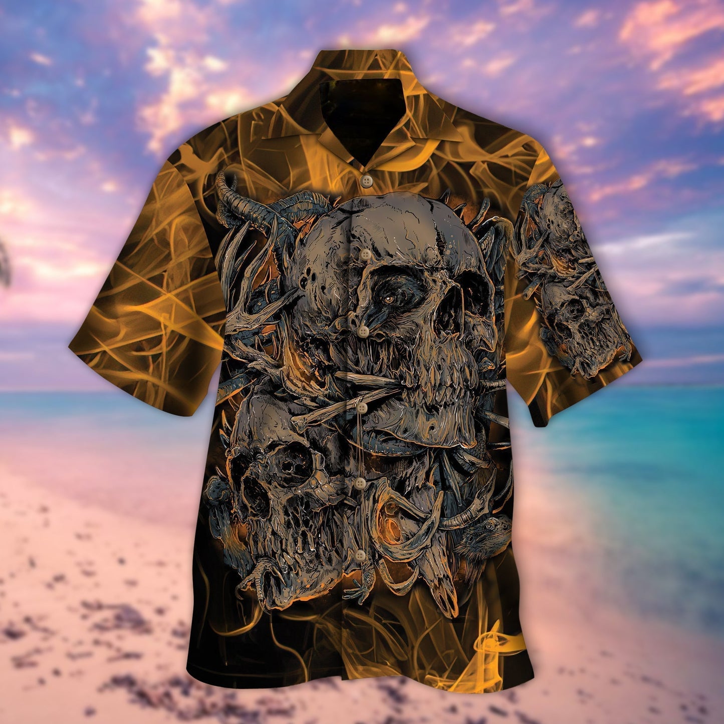 Smoking Skull All Over Printed Hawaiian Shirt Men Women Skull Aloha Shirts HO5295