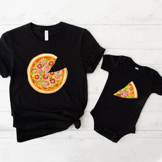 Mom And Baby Pizza Matching Outfit, Pizza and Pizza Slice Matching Shirt For Mother and Baby, Gift for New Mom MI0253