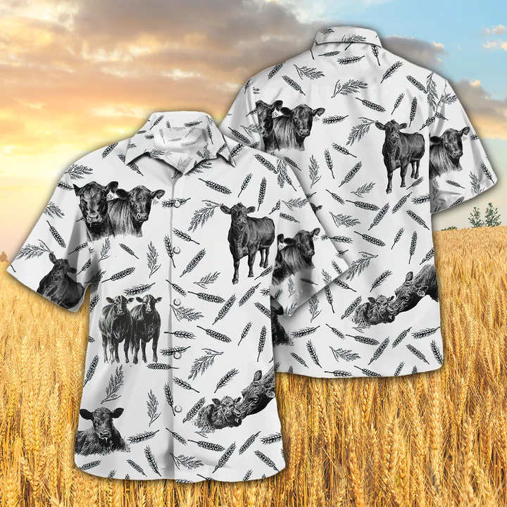 Black Angus Pattern - Hawaiian Shirt, Animal Farm Cow Hawaiian Shirts For Men, women HO2493