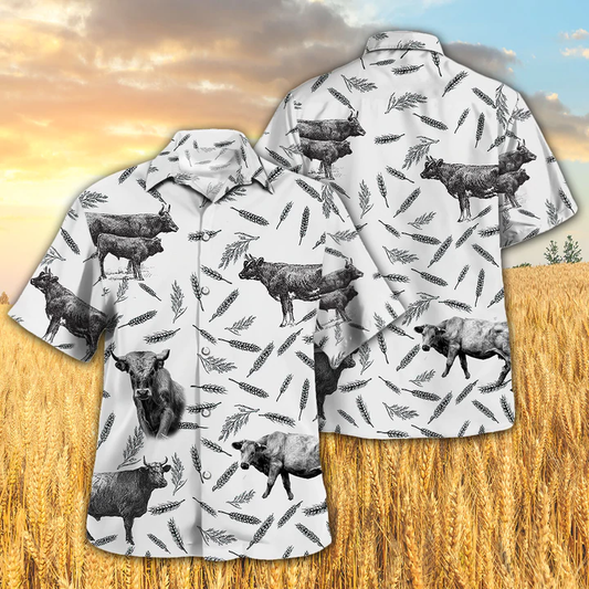 Charolais Pattern Hawaiian Shirt, Cow Aloha Shirts, Gift for cow lovers HO2339