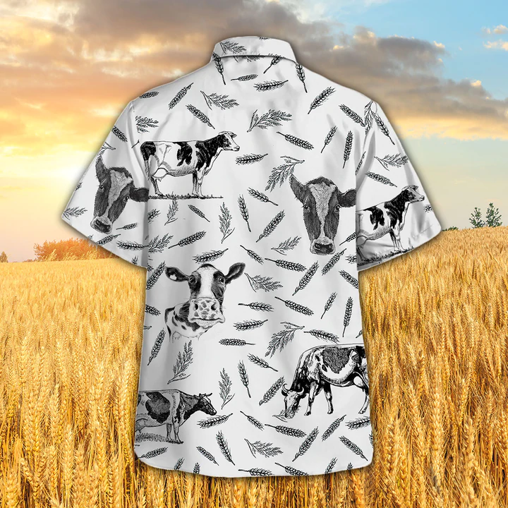 Hostein Pattern Hawaiian Shirt, Cow Aloha Shirts, Gift for cow lovers HO2338