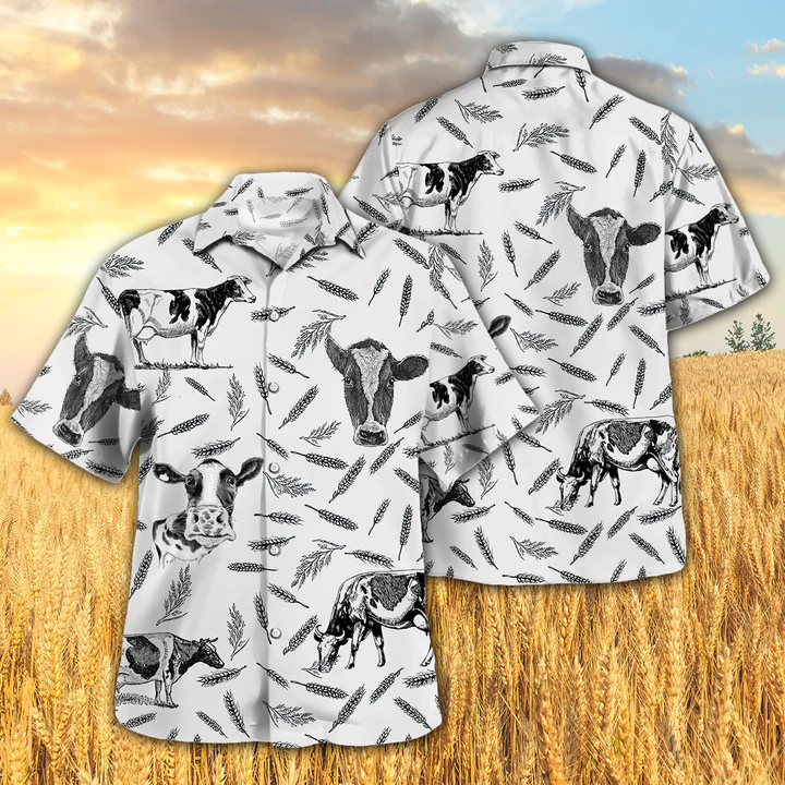 Hostein Pattern Hawaiian Shirt, Cow Aloha Shirts, Gift for cow lovers HO2338