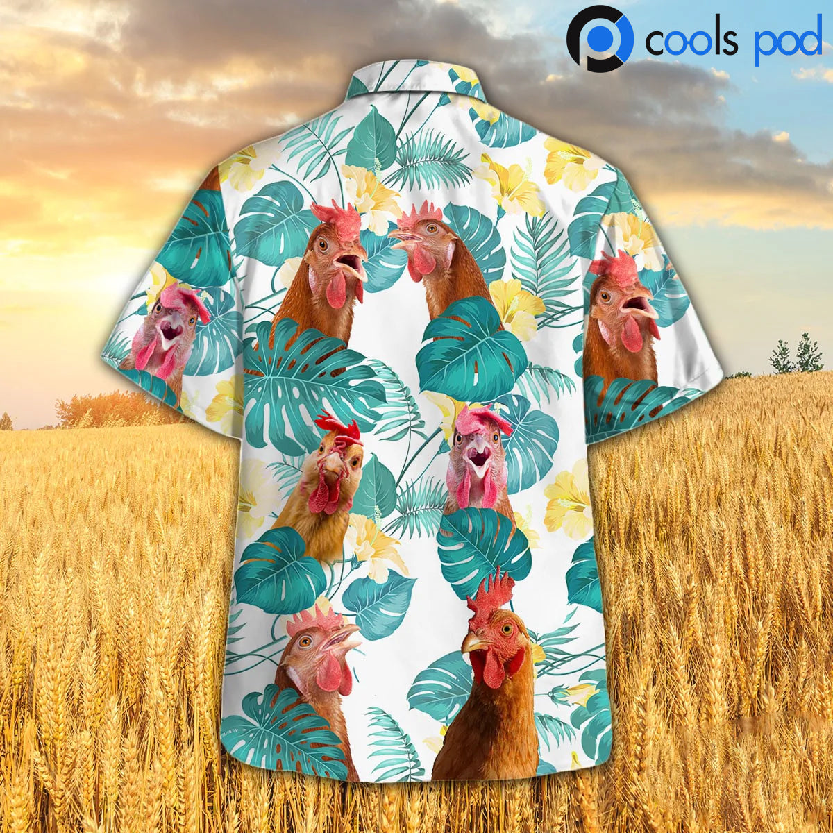 Chicken In Tropical Leaves Pattern Hawaiian Shirt, Rooster Hawaiian Shirts HO4771