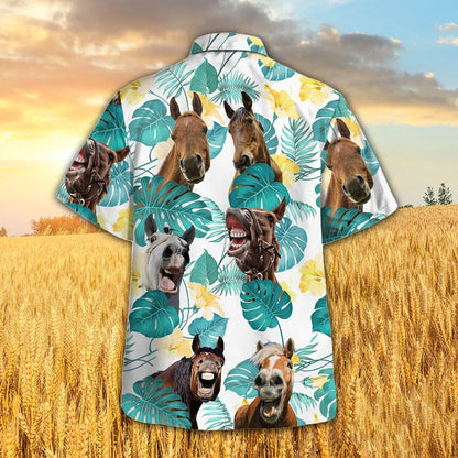 Horse In Tropical Leaves Pattern Hawaiian Shirt, Horse Hawaii Shirt, Horse Lover Gifts HO4769