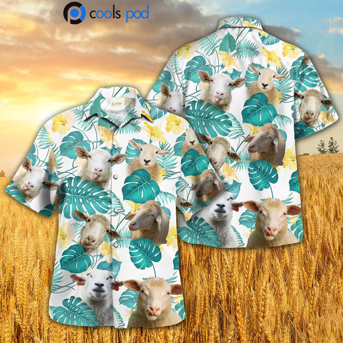 Sheep In Tropical Leaves Pattern Hawaiian Shirt, Sheep Hawaiian Shirt Men Women HO0359