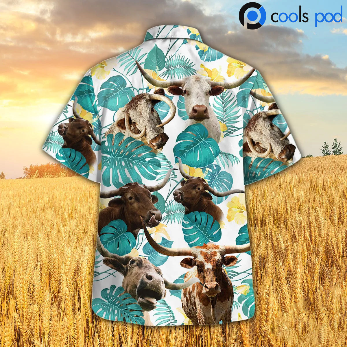 Texas Longhorn In Tropical Leaves Pattern Hawaiian Shirt HO4703