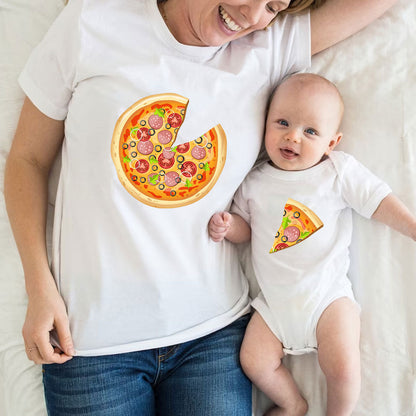 Mom And Baby Pizza Matching Outfit, Pizza and Pizza Slice Matching Shirt For Mother and Baby, Gift for New Mom MI0253