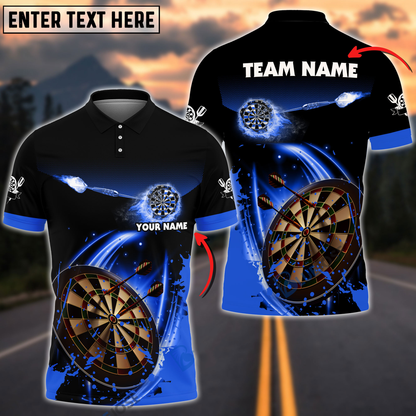 Personalized Name Team Dart Fire 3D Polo Shirt, Perfect Gift for Dart Player, Gift for Team DMO0085