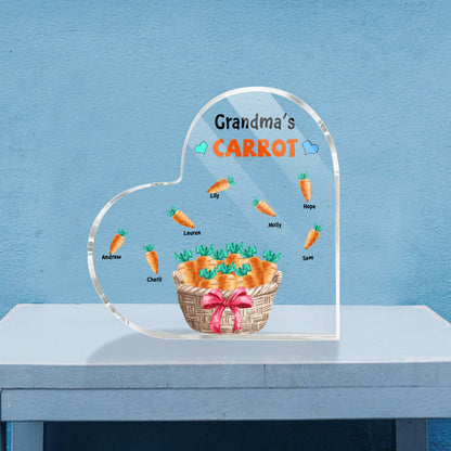 Personalized Heart Shaped Acrylic Plaque - Grandma's Carrot, Gift for Grandma, Cute Gift Mothers Day MI0502