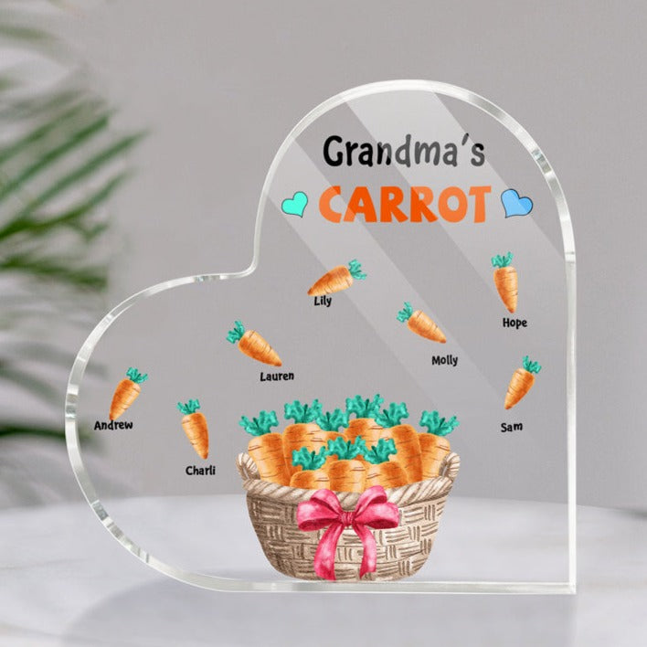 Personalized Heart Shaped Acrylic Plaque - Grandma's Carrot, Gift for Grandma, Cute Gift Mothers Day MI0502