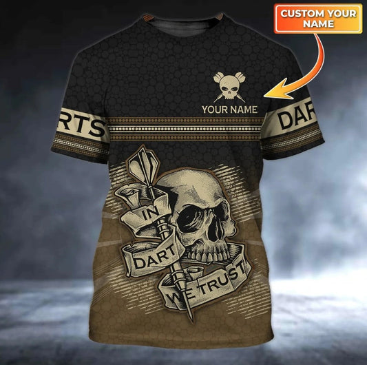 Lasfour Dart Personalized 3D All Over Printed In Dart We Trust Skull Shirt DMA0444