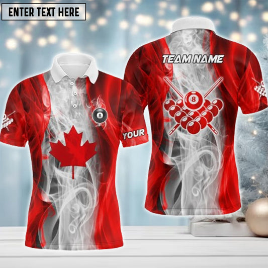 Lasfour Personalized Billiard Smoke Canadian Flag Polo Shirts For Men Custom Patriotic BIA0284