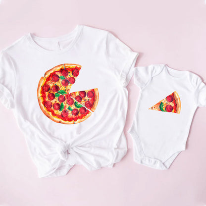 Cozy and Stylish Mother and Baby Outfits, Pizza Slice Matching Set For Mom And Baby, T Shirt Onesie Toddler Set MI0258