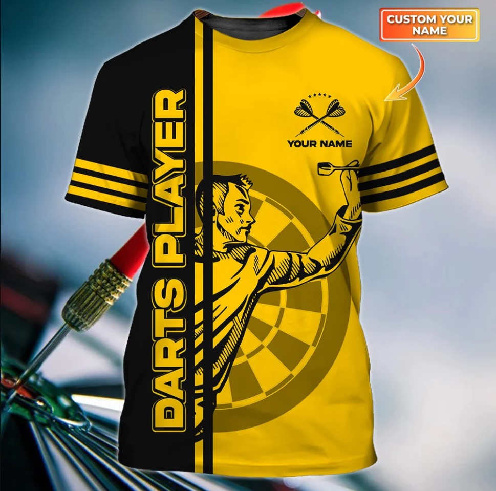 Lasfour Dart Personalized 3D All Over Printed Dart Player Yellow Shirt DMA0441