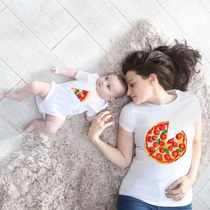 Pizza Mom and Baby Set T shirt Onesie Toddler, Pizza Family Clothing set, Mom and Me Pizza Matching Outfit MI0260