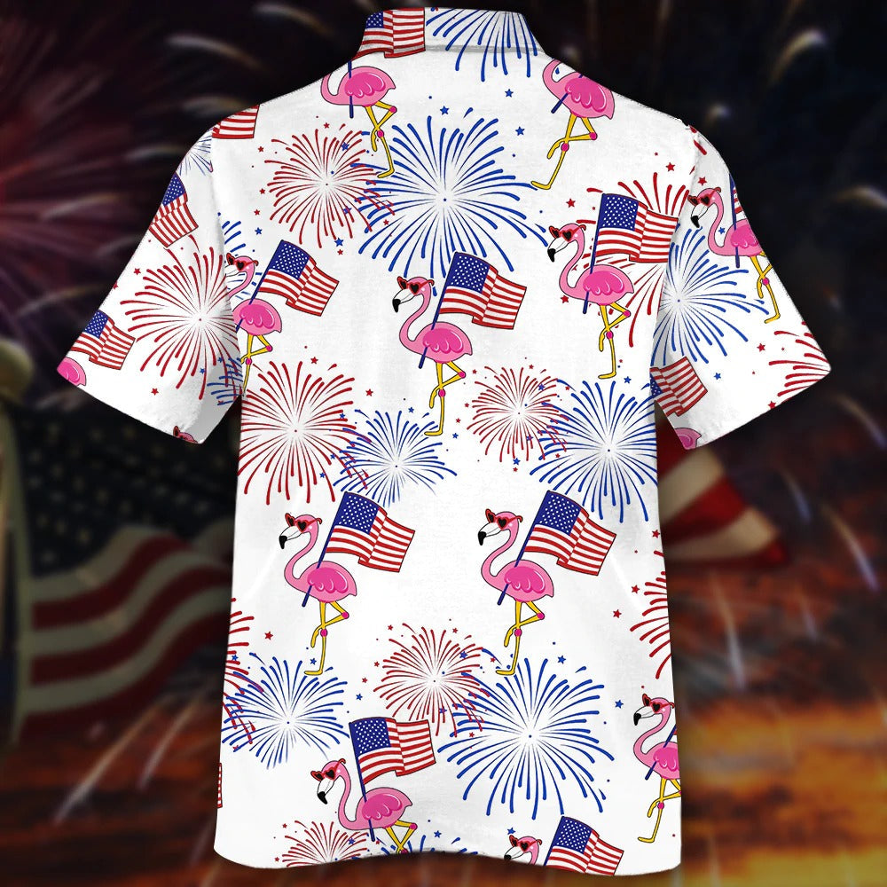 Cool Flamingo Hawaiian Shirt, Independence Day Is Coming Aloha Beach Shirts, American Flag Flamingo Hawaii Shirt HO4794