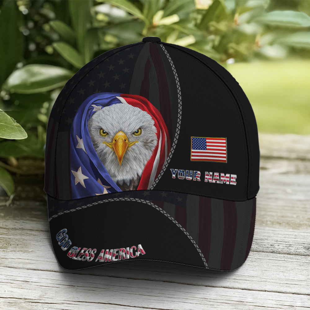 Bless America Eagle With Flag Baseball Cap Lasfour CO0756